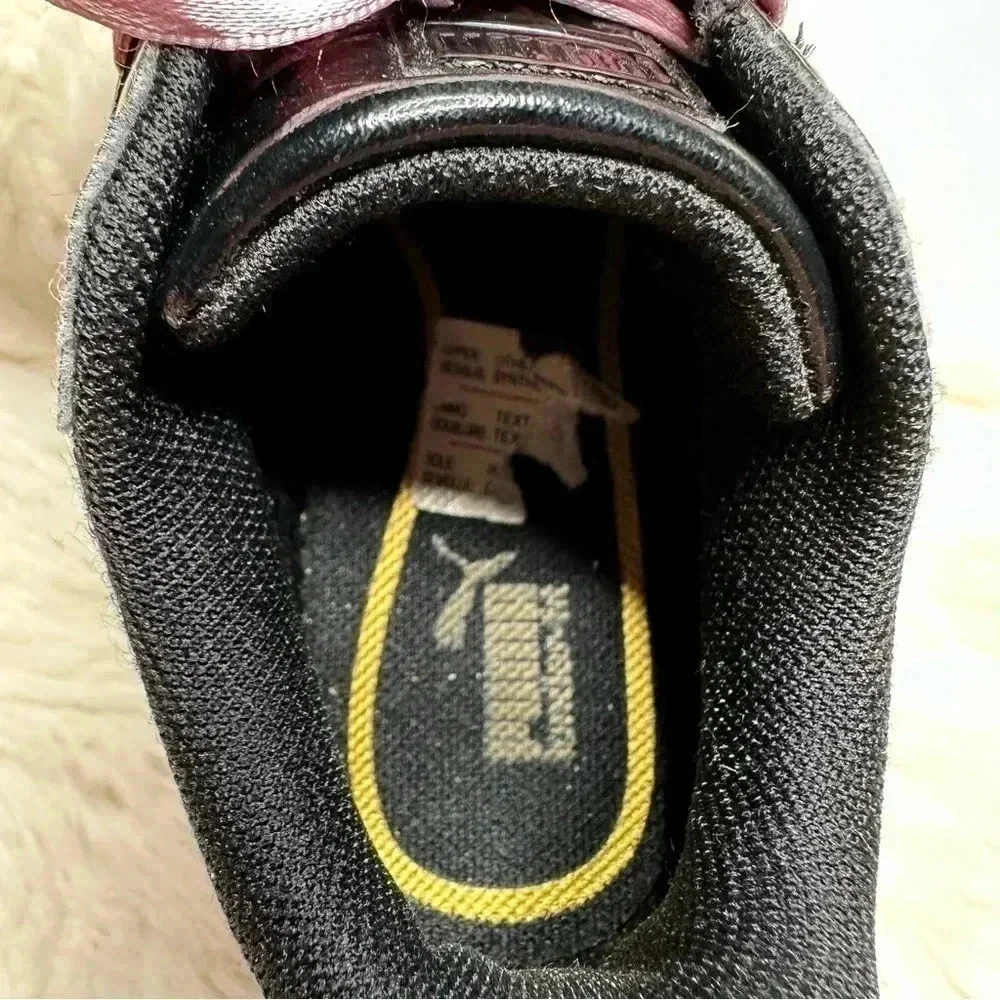 Puma Basket Heart Patent Black Sneakers  Pink Laces Size 8 - Picture 8 of 16